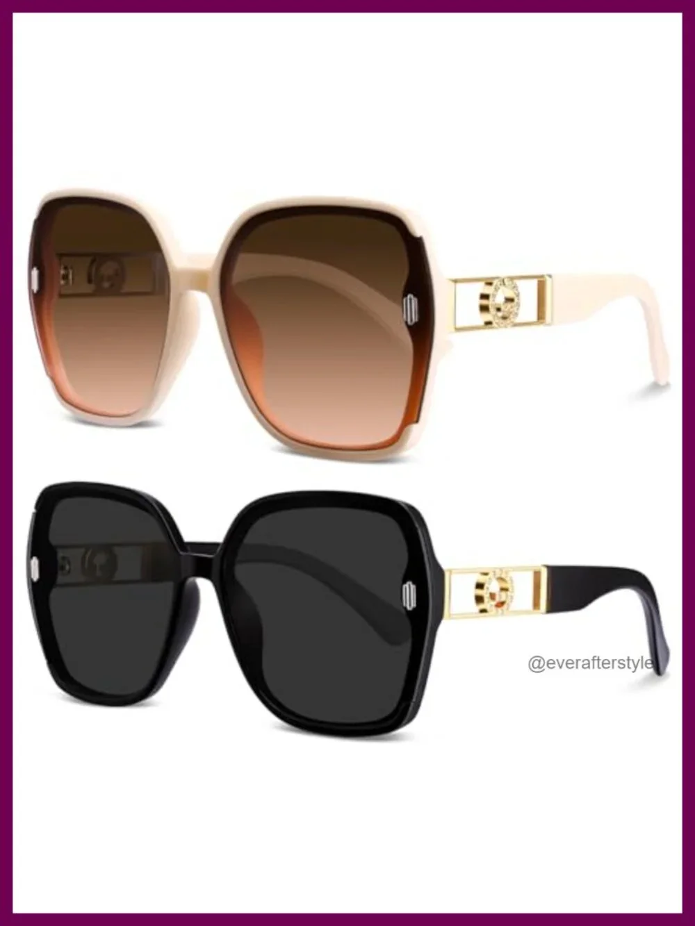 2 Pack Retro 70s Oversized Sunglasses Women Men UV400 Square Vintage Shades